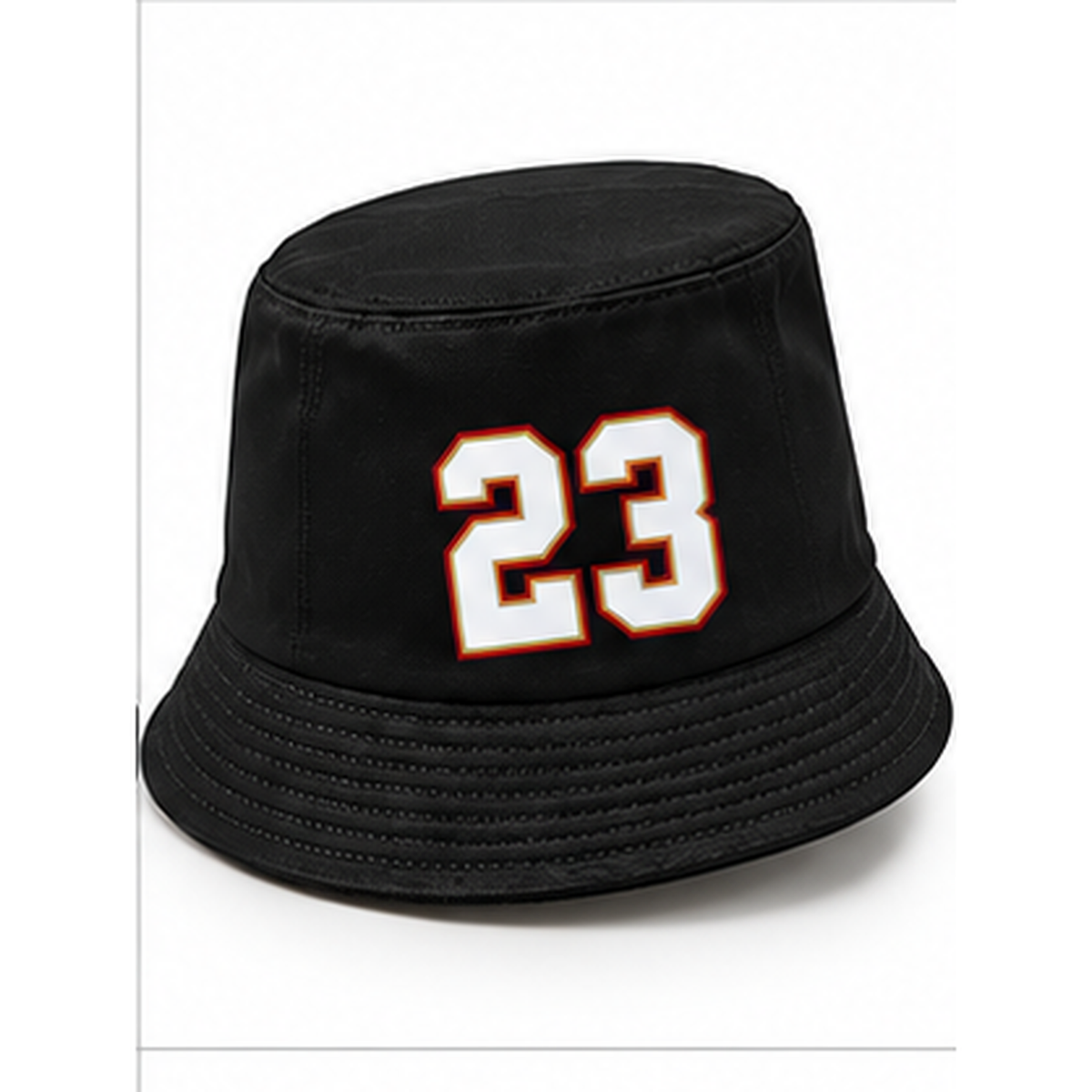 Christian McCaffrey #23 San Francisco football-inspired bucket hat in Black, Right Side view.