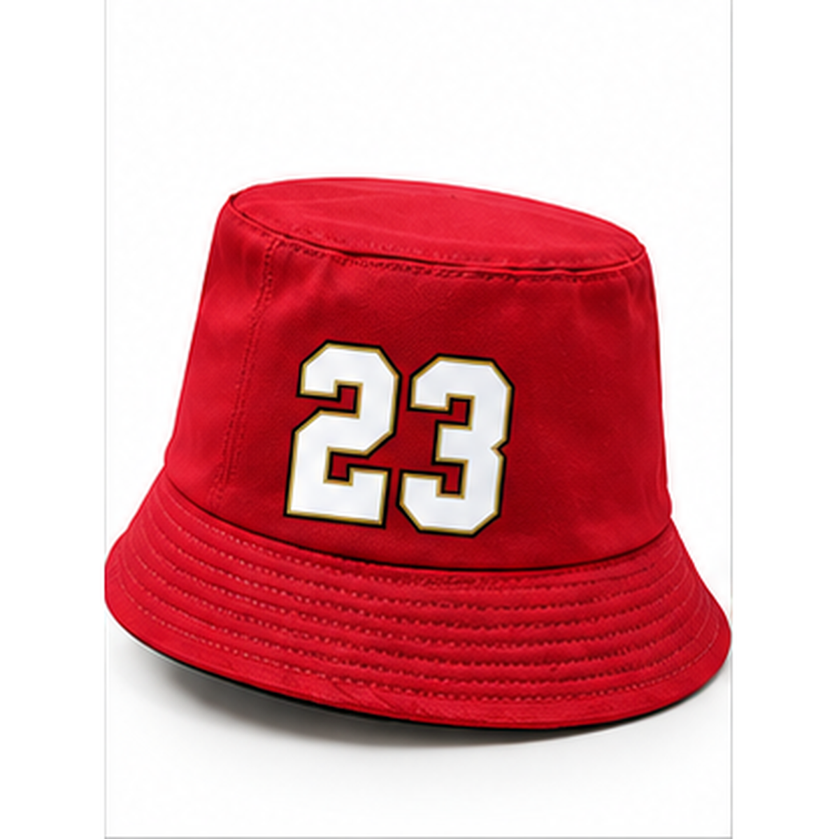 Christian McCaffrey #23 San Francisco football-inspired bucket hat in Red, Left Side view.