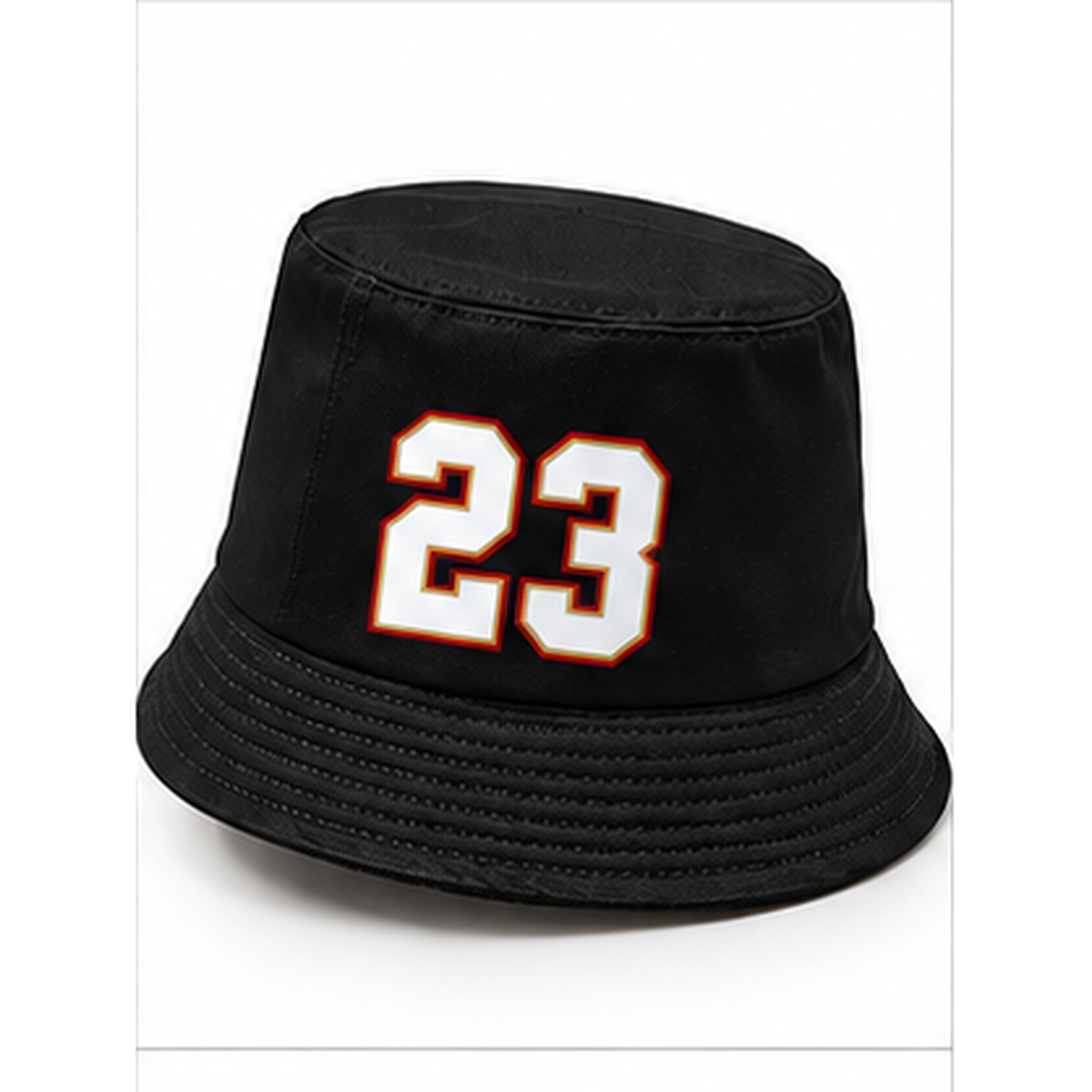 Christian McCaffrey #23 San Francisco football-inspired bucket hat in Black, Left Side view.