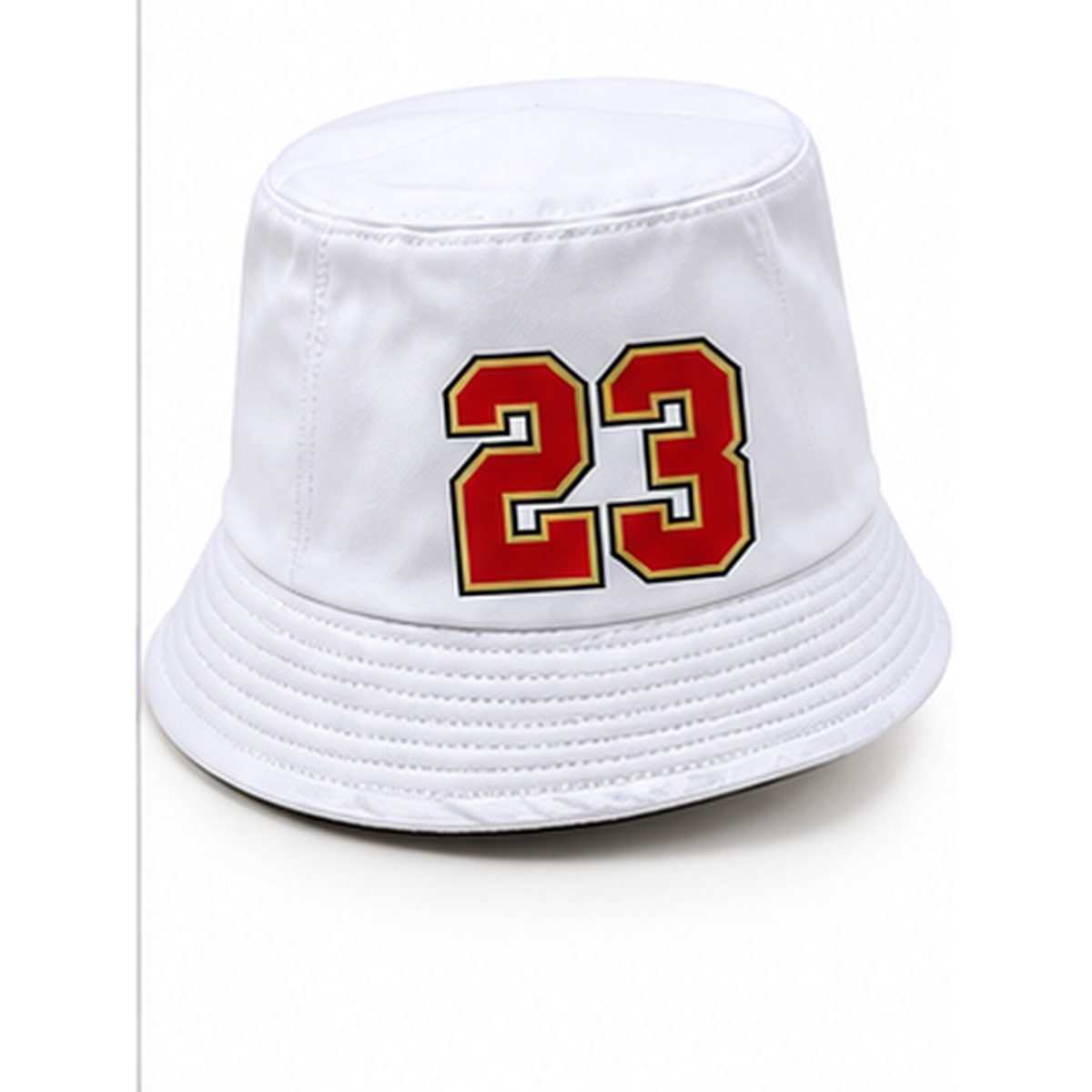 Christian McCaffrey #23 San Francisco football-inspired bucket hat in White, Right Side view.