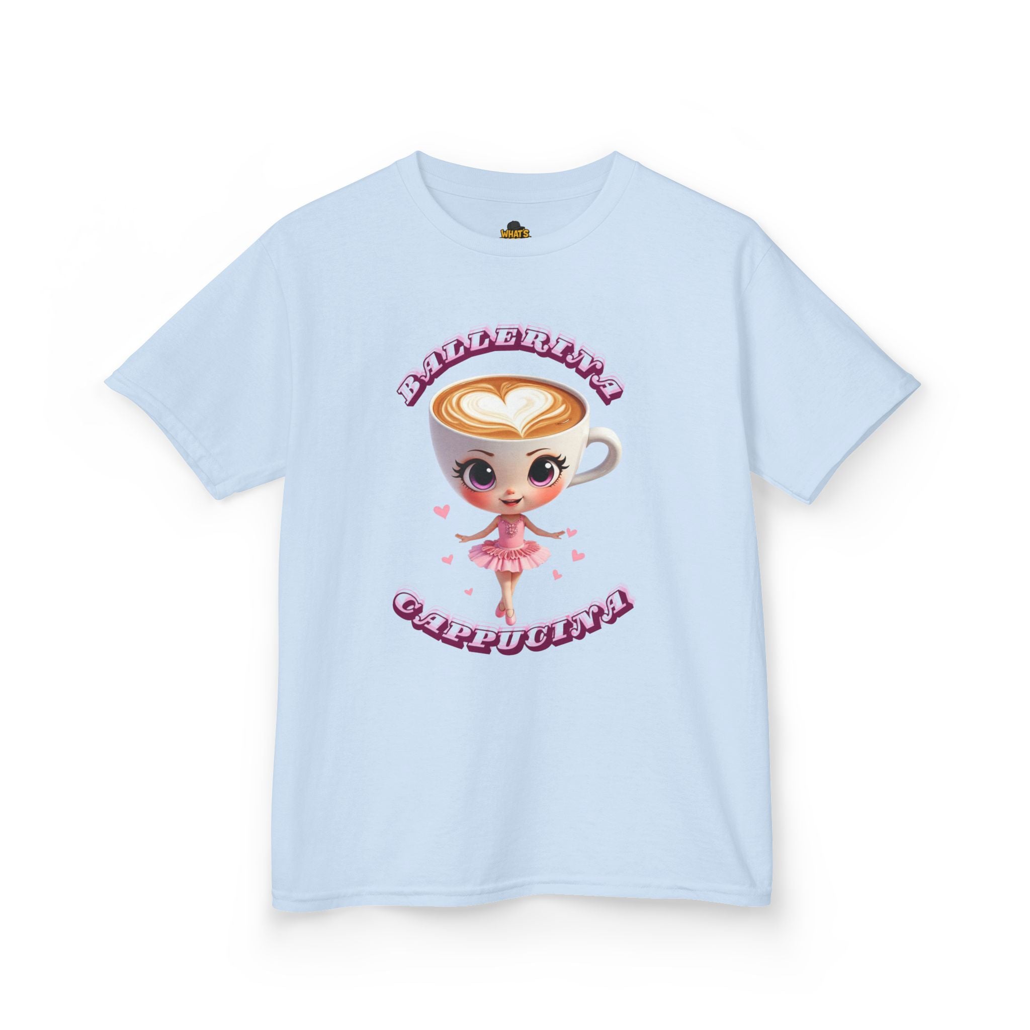 Cappuccina Ballerina Kids T-Shirt – Italian Brainrot Meme Shirt for Kids | Cute Coffee Cup Ballerina Tee | Viral Brainrot Character Top