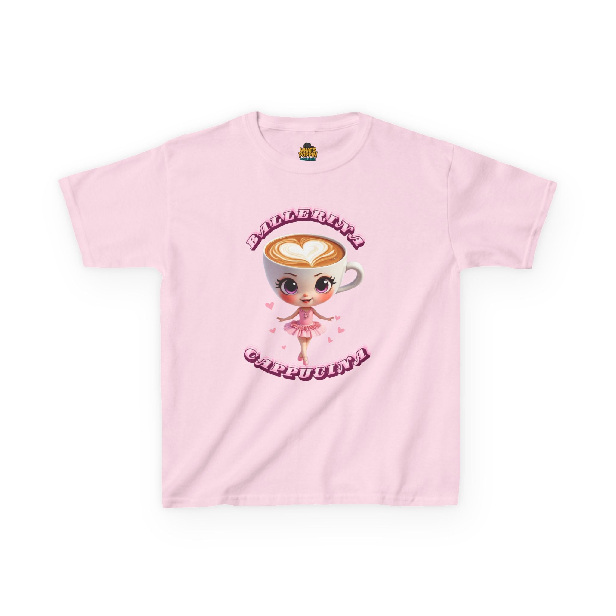 Cappuccina Ballerina Kids T-Shirt – Italian Brainrot Meme Shirt for Kids | Cute Coffee Cup Ballerina Tee | Viral Brainrot Character Top