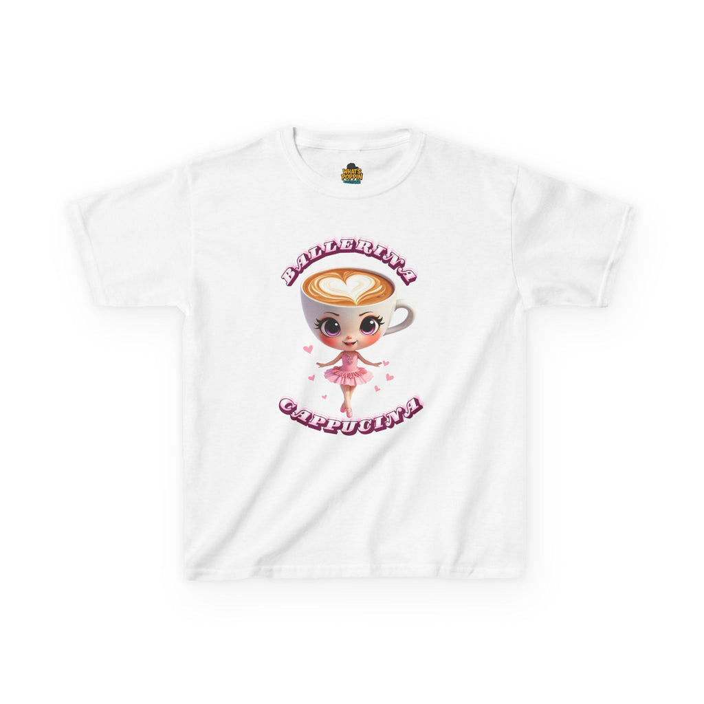 Cappuccina Ballerina Kids T-Shirt – Italian Brainrot Meme Shirt for Kids | Cute Coffee Cup Ballerina Tee | Viral Brainrot Character Top