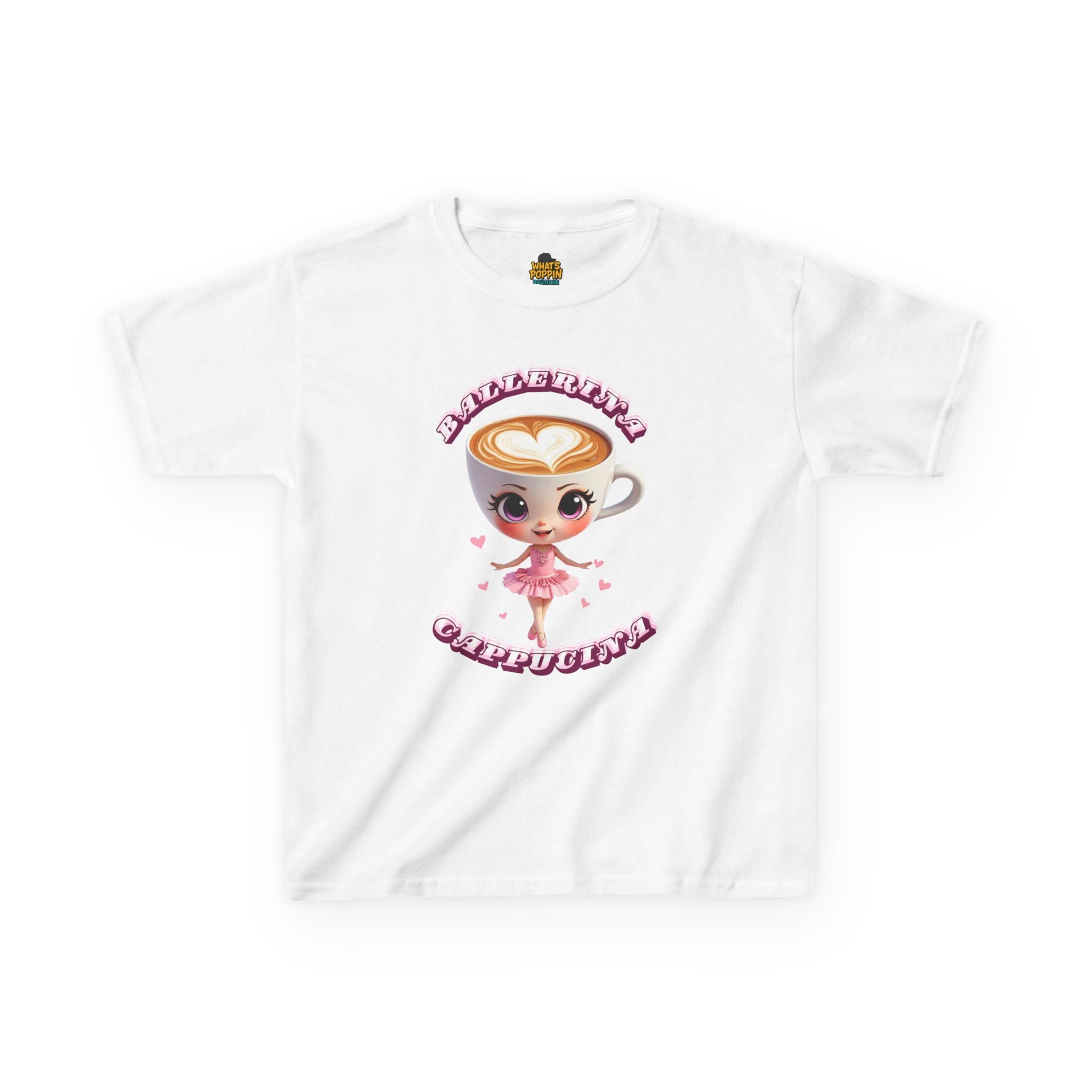 Cappuccina Ballerina Kids T-Shirt – Italian Brainrot Meme Shirt for Kids | Cute Coffee Cup Ballerina Tee | Viral Brainrot Character Top