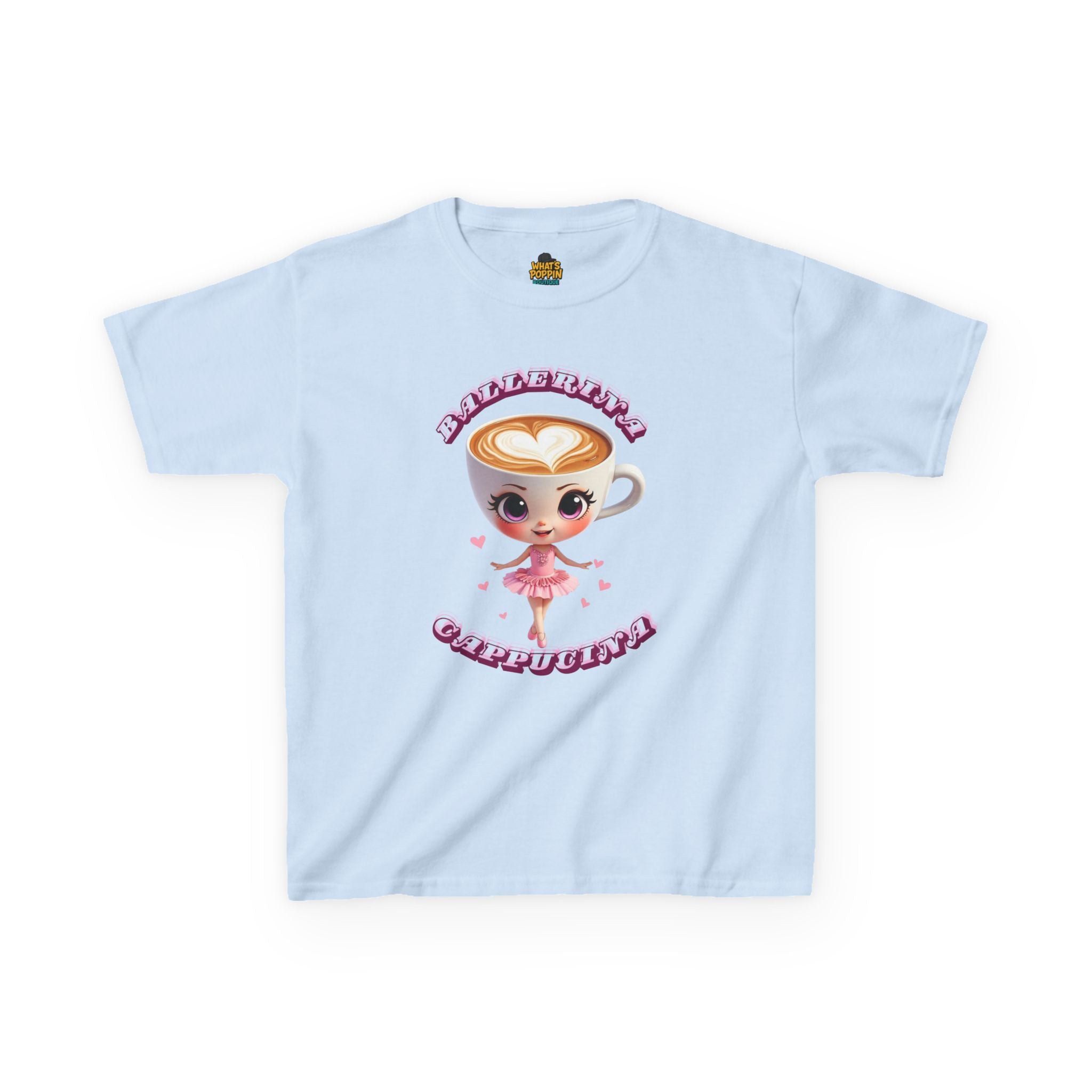 Cappuccina Ballerina Kids T-Shirt – Italian Brainrot Meme Shirt for Kids | Cute Coffee Cup Ballerina Tee | Viral Brainrot Character Top